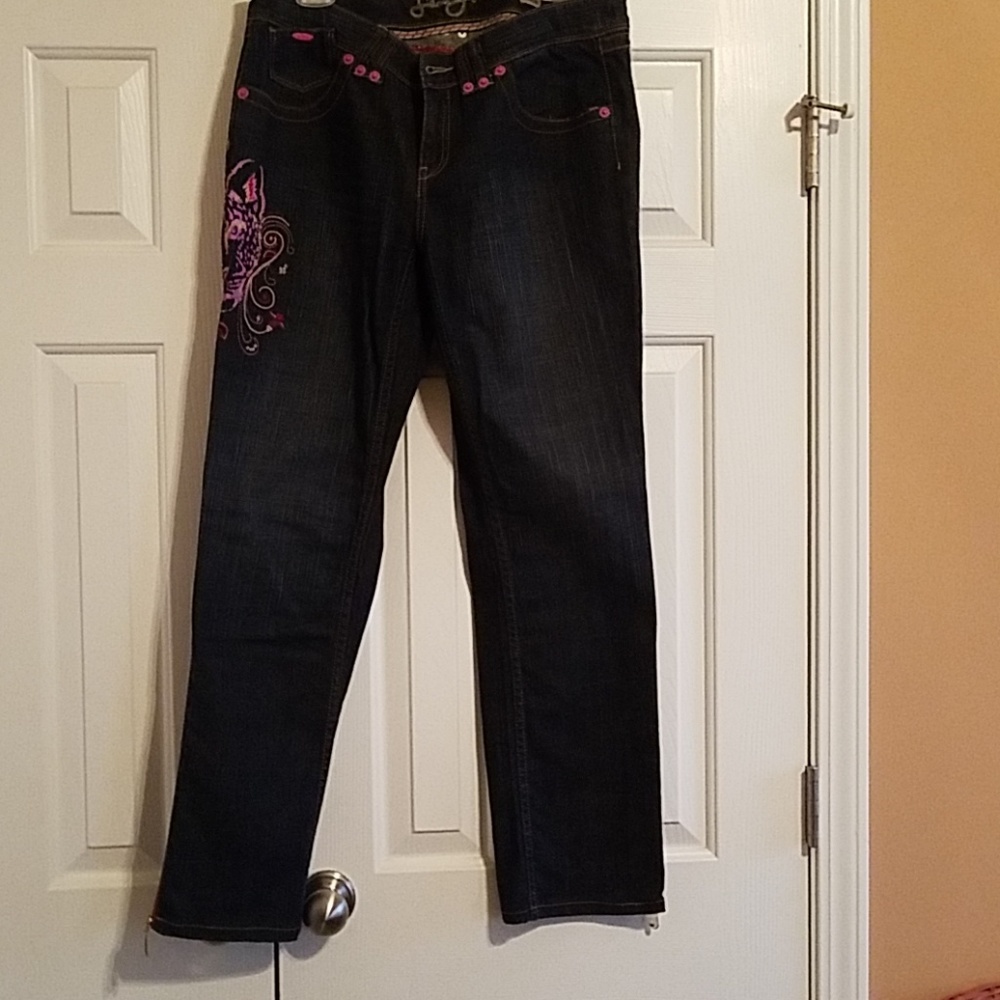 Sean Jean Floral Print/Zipper Jeans